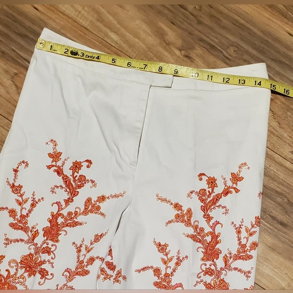 TALBOTS Woman's orange paisley dress capri pant Sz. 8P - Picture 3 of 5